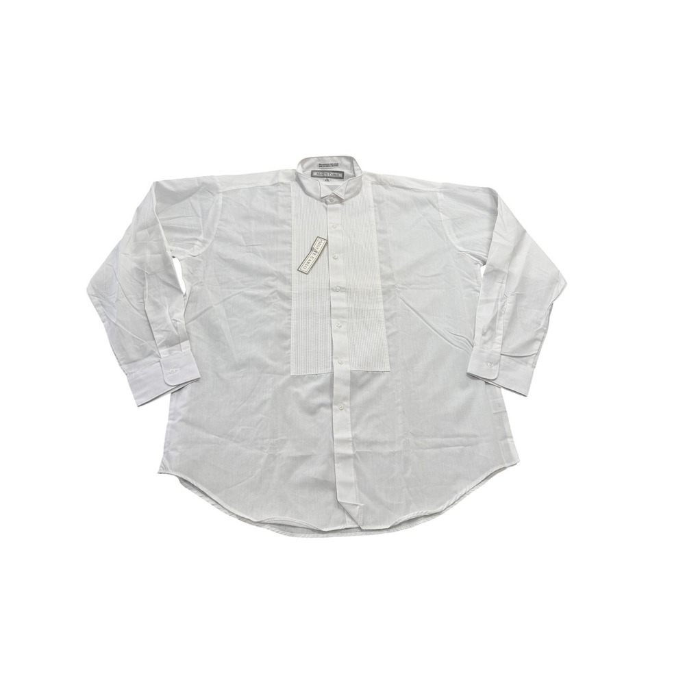 Monte Carlo Mens White Tuxedo Shirt Wing Tip Collar Pleated Front Size L 16-16.5